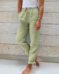 Lichte damesbroek met elastische taille en linnenlook – Floor