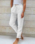 Lichte damesbroek met elastische taille en linnenlook – Floor