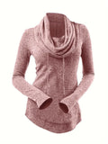 Warme dames sweater met ribgebreide details – Lianne