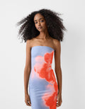 Elegante bandeau zomerjurk met corset en chiffon – Sylvara