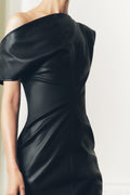Elegantie - NoirDrape Faux Midi Jurk