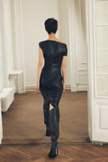 Elegantie - NoirDrape Faux Midi Jurk