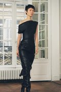 Elegantie - NoirDrape Faux Midi Jurk