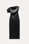 Elegantie - NoirDrape Faux Midi Jurk