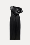Elegantie - NoirDrape Faux Midi Jurk