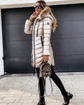 Dames donsjas getailleerd warm bontkraag en elegant – Avynne