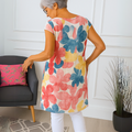 Elegante damesjurk met vlinderprint en ronde hals – Laura