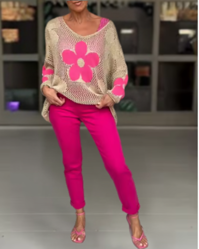 Gehaakte bloemen top met losse pasvorm – Milou