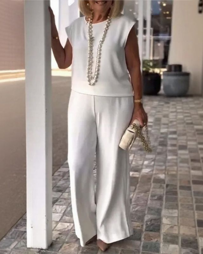 Tweedelige elegante dames set zonder mouwen – Noor