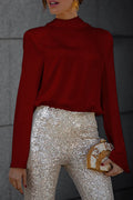 Blouse met sjaalkraag en open rug voor dames – Nadine