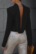 Blouse met sjaalkraag en open rug voor dames – Nadine