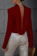 Blouse met sjaalkraag en open rug voor dames – Nadine