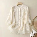 Elegante Broderie Blouse van Katoen-Linnen voor Dames – Mila