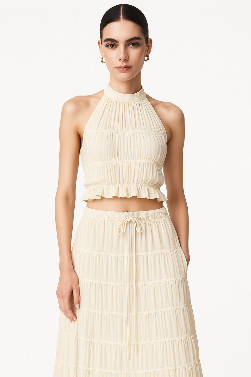 Zomerse dames set met haltertop en rok – Avenya