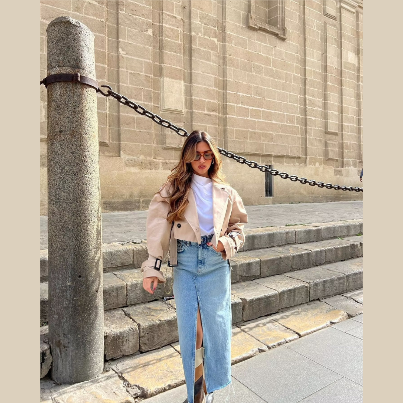 Dames korte trenchcoat herfstjas stijlvol en licht – Yara