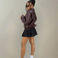 Dames vegan leren jas bordeaux edgy en stijlvol – Lotte