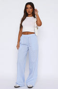 Dames krijtstreep broek oversized hoog getailleerd en stijlvol – Mirayne