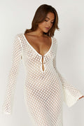Witte zomerjurk voor dames met elegante mouwen – Ismera