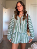 Gestreepte zomerset met ruffles en shorts – Sophie