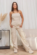 Cargo dames jumpsuit met wijde pijpen en pasvorm – Noraya