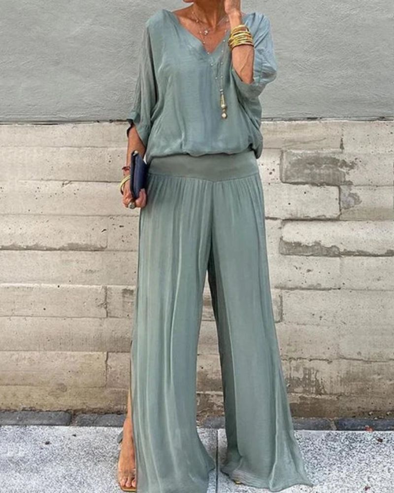 Zomerse dames set met blouse en broek – Elvira