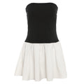 Strapless mini jurk met contrasterende rok – Noëlle