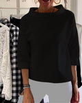 Casual dames top met effen revers en 3/4 mouw – Elise