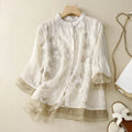 Elegante Broderie Blouse van Katoen-Linnen voor Dames – Mila