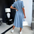 Denim midi jurk voor dames met stijlvolle pasvorm – Rivana
