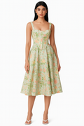 Bloemen midi-jurk met corset en splitdetail – Sorelia