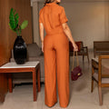 Dames set met blouson top en rechte broek – Elanira