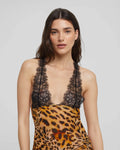 Maxi jurk met luipaardprint en kanten details – Yara