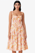 Bloemen midi-jurk met corset en splitdetail – Sorelia