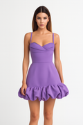 Bustier Mini Jurk met Draperie en Ruches - Mila