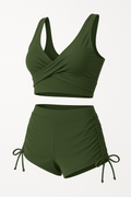 Bikini dames legergroen stretch tie-side vintage – Elvira