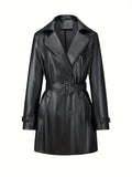 Casual leren trenchcoat voor dames – Olivia
