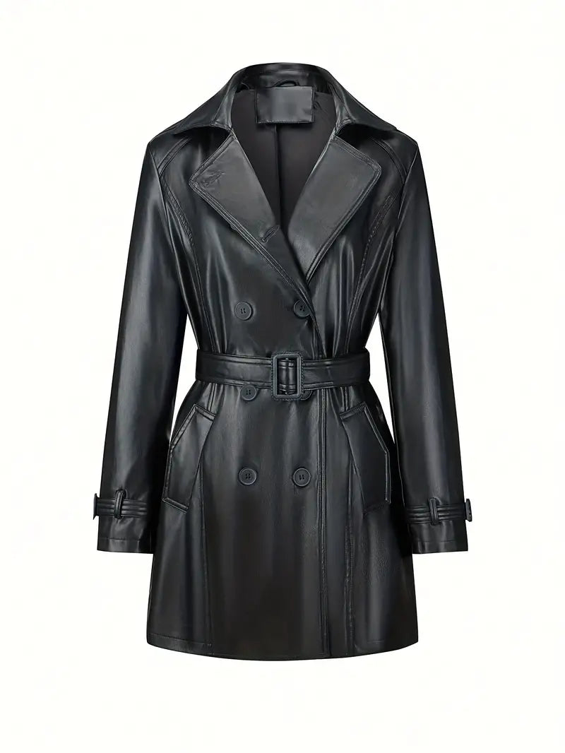 Casual leren trenchcoat voor dames – Olivia