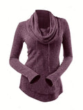 Warme dames sweater met ribgebreide details – Lianne
