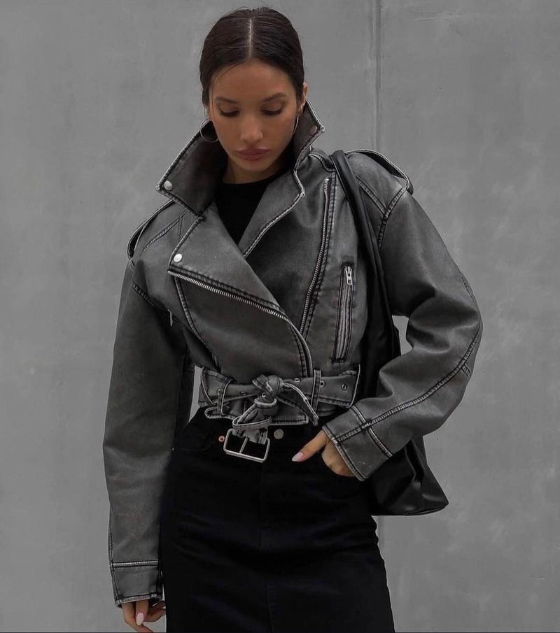 Dames bikerjack kunstleer stoer herfst winter stijlvol – Ravena