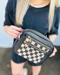 Canvas crossbody tas met schaakpatroon voor dames – Velinna
