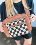 Canvas crossbody tas met schaakpatroon voor dames – Velinna