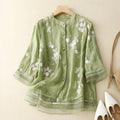 Elegante Broderie Blouse van Katoen-Linnen voor Dames – Mila