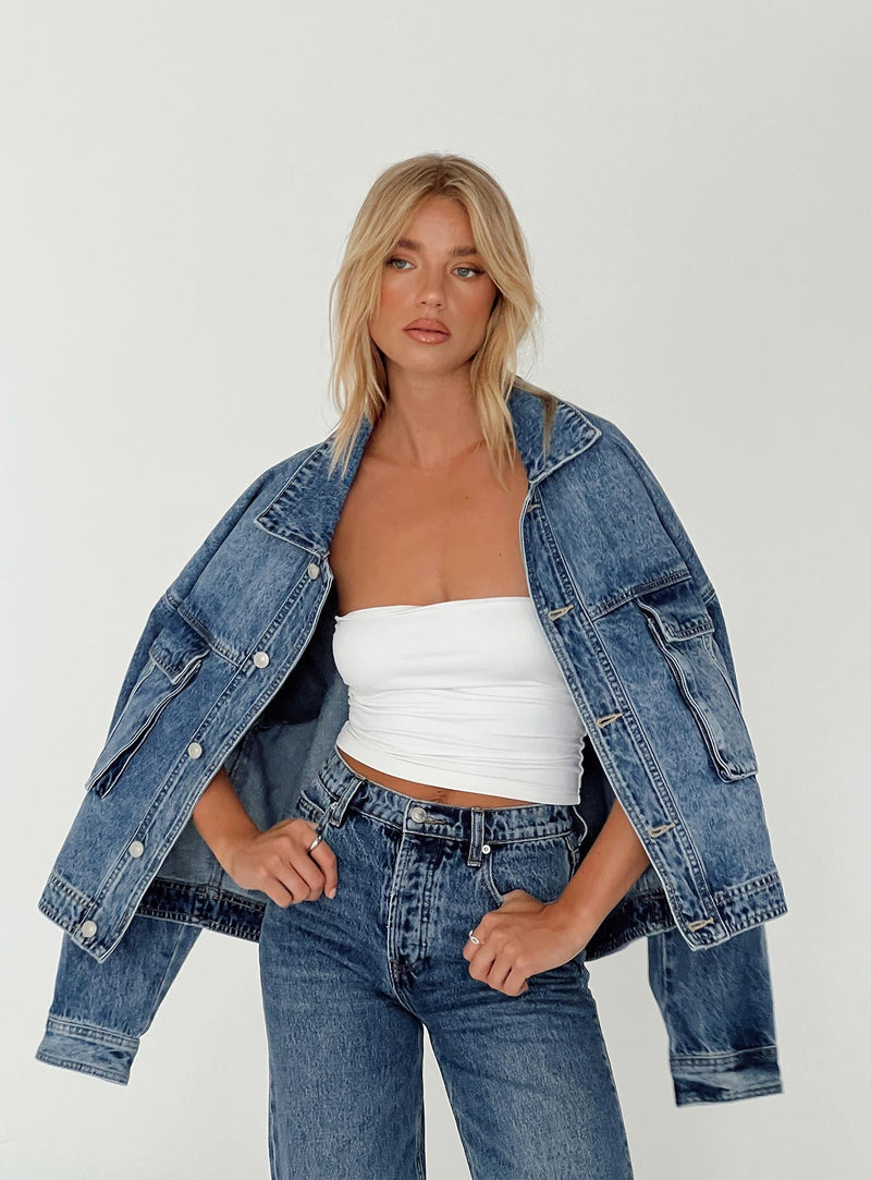 Dames denim jas oversized vintage stoer en tijdloos – Elanya