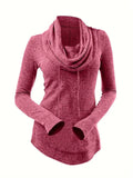 Warme dames sweater met ribgebreide details – Lianne