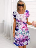 Maxi-jurk met bloemenprint en cascade ontwerp – Aurélie