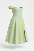 Bloemen midi-jurk met corset en splitdetail – Sorelia