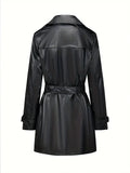Casual leren trenchcoat voor dames – Olivia