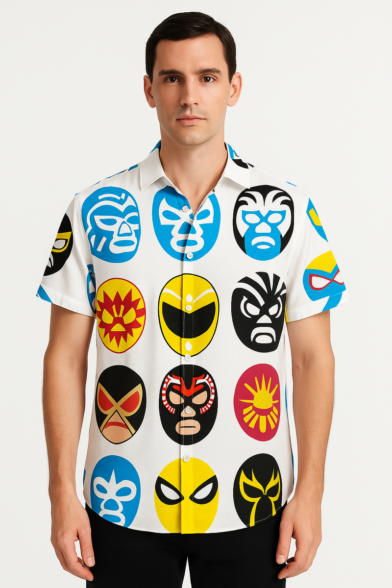 Zomers herenoverhemd met luchadorprint – Mateo