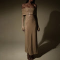 Off-Shoulder Maxi Jurk met Glinsterende Stof - Fleur