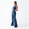Denim dames jumpsuit met hartdetail en vrouwelijke flair – Veranza